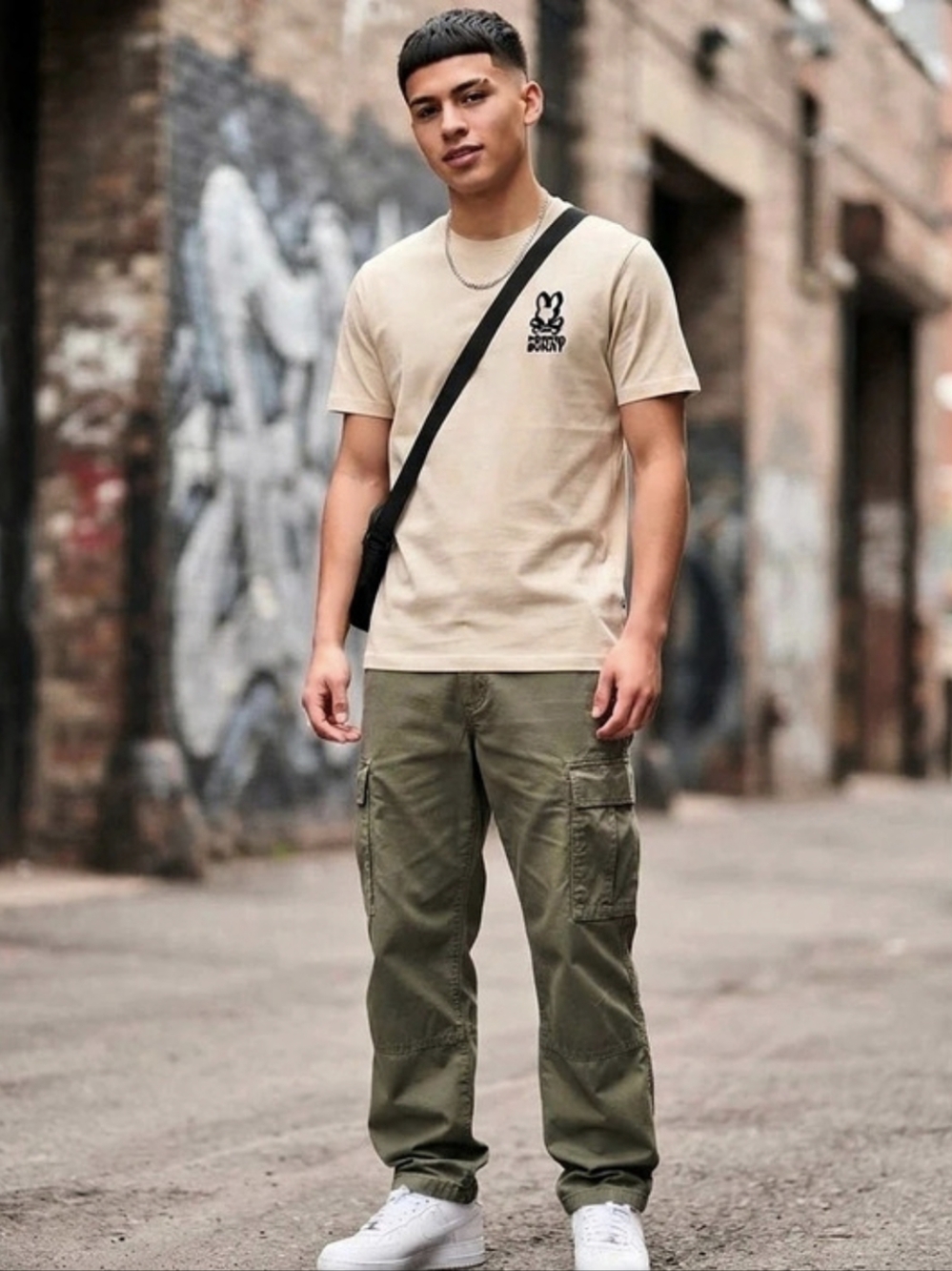 Psycho Bunny Classic Crewneck T-Shirt Men's Logo Tee Cream